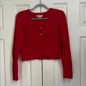 Red Button-Up Sweater